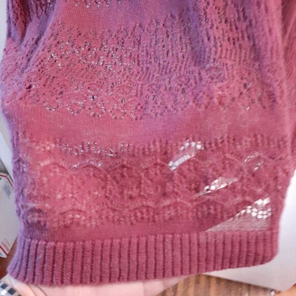 Eddie Bauer purple Pima cotton lace hoodie sweater jacket pullover top XXL 2X - Picture 6 of 6